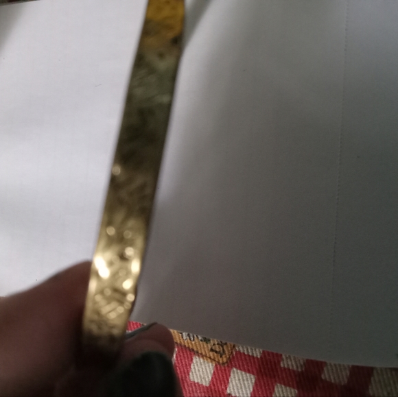 Boho brass bangle bracelet with etched design thicker solid bracelet - Picture 2 of 4